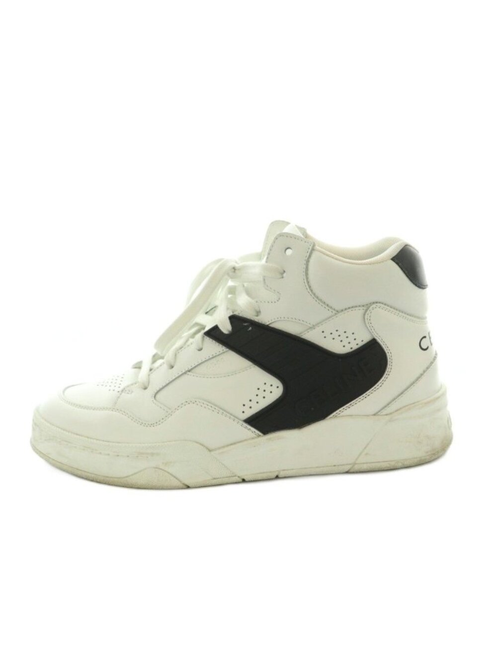 Celine High Top Sneakers Shoes 40 White Black AD - Picture 1 of 9